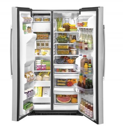 36" GE 25.1 Cu. Ft. Side-By-Side Refrigerator In Stainless Steel - GSS25IYNFS