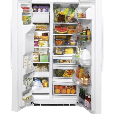 36" GE 25.1 Cu. Ft. Side-By-Side Refrigerator In White - GSS25IGNWW