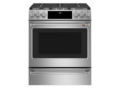 30" Café  5.7 Cu. Ft. Slide-In Front Control Dual-Fuel Convection Range - CC2S900P2MS1