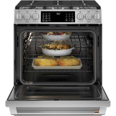 30" Café  5.7 Cu. Ft. Slide-In Front Control Dual-Fuel Convection Range - CC2S900P2MS1