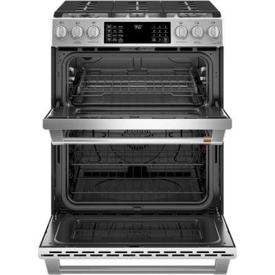 30" Café 6.7 Cu. Ft. Slide-In Front Control Dual-Fuel Double Oven With Convection Range - CC2S950P2MS1