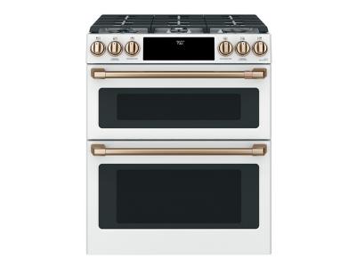 30" GE Cafe 6.7 Cu. Ft. Slide-In Front Control Gas Double Oven With Convection Range - CCGS750P4MW2