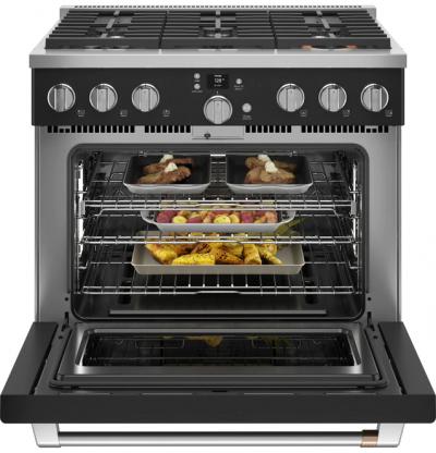 36" Café 6.2 Cu. Ft. Smart All-Gas Commercial-Style Range With 6 Sealed Burners In Matte Black - CGY366P3TD1