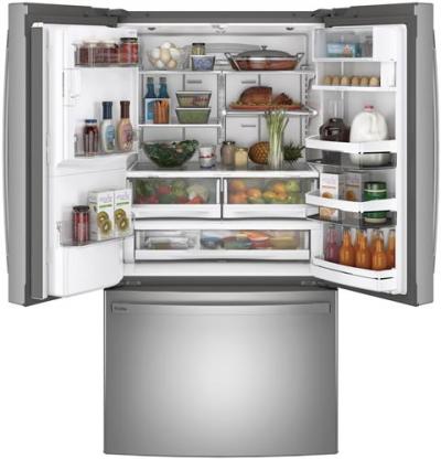 36" GE Profile 27.7 Cu. Ft. Smart Fingerprint Resistant French-Door Refrigerator - PFE28PYNFS