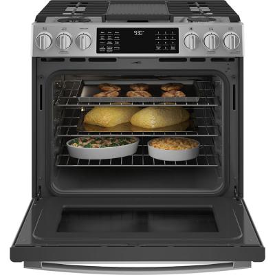 30" GE Profile 5.7 Cu. Ft. Dual Fuel Slide-in Range With Wifi In Stainless Steel - PC2S930YPFS