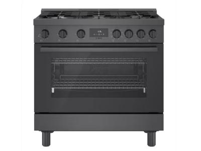 36" Bosch 800 Series Dual Fuel Freestanding Range With 6 Burners In Black Stainless Steel - HDS8645C