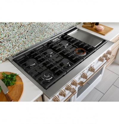 48" Café 8.25 Cu. Ft. Smart Dual-Fuel Commercial-Style Range with No-Preheat Air Fry Matte White - C2Y486P4TW2