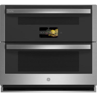 30" GE Profile 5.0 Cu. Ft. Smart Built-In Twin Flex Convection Wall Oven In Stainless Steel - PTS9200SNSS