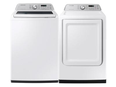 27" Samsung 5.3 Cu. Ft. 3500 Series Smart Top Load Washer and 7.4 Cu. Ft. 3500 Series Smart Electric Top Load Dryer - WA46CG3505AWA4-DVE47CG3500WAC