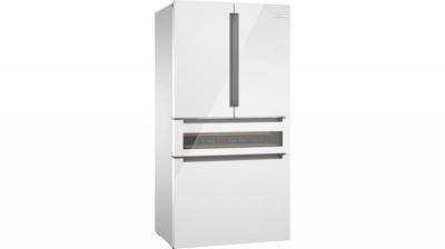 36" Bosch 800 Series French Door Bottom Mount Glass door Refrigerator in White - B36CL81ENW