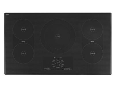 36" KitchenAid Induction Cooktop with 5 Elements Touch-Activated Controls and Power Slider - KICU569XBL