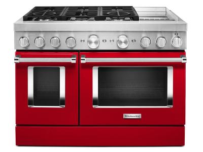 48" KitchenAid 6.3 Cu. Ft. Smart Commercial-Style Dual Fuel Range With Griddle In Passion Red - KFDC558JPA