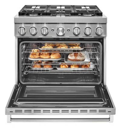 36" KitchenAid 5.1 Cu. Ft. Smart Commercial-Style Dual Fuel Range With 6 Burners In Stainless Steel - KFDC506JSS