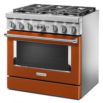 36" KitchenAid 5.1 Cu. Ft. Smart Commercial-Style Dual Fuel Range With 6 Burners In Scorched Orange - KFDC506JSC