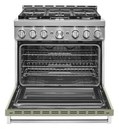 36" KitchenAid 5.1 Cu. Ft. Smart Commercial-Style Gas Range With 6 Burners In Matte Avocado Cream - KFGC506JAV