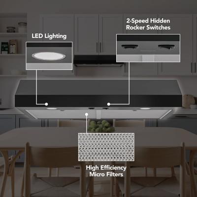 36" Broan Glacier Series Under Cabinet Range Hood in Black - GLA1363BL