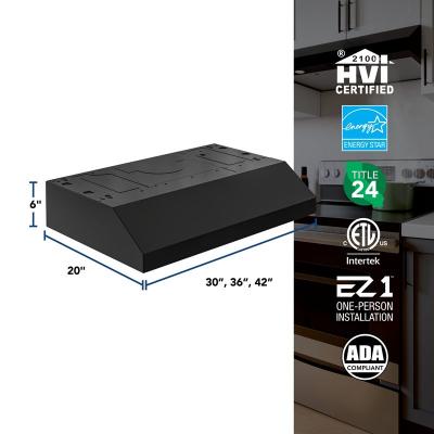 36" Broan Glacier Series Under Cabinet Range Hood in Black - GLA1363BL