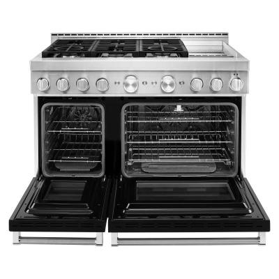 48" KitchenAid 6.3 Cu. Ft. Imperial Black Gas Sealed Burner Range With Griddle - KFGC558JBK