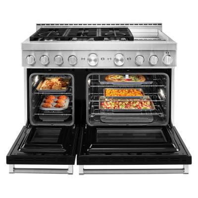 48" KitchenAid 6.3 Cu. Ft. Imperial Black Gas Sealed Burner Range With Griddle - KFGC558JBK