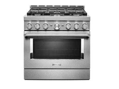 36" KithenAid 5.1 Cu. Ft. Smart Commercial-Style Gas Range With 6 Burners - KFGC506JSS