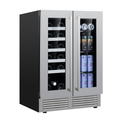 24" Marathon French Door Dual Zone Beverage Cooler in Stainless Steel - MBWC56-FDSS-1