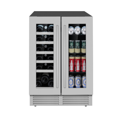 24" Marathon French Door Dual Zone Beverage Cooler in Stainless Steel - MBWC56-FDSS-1