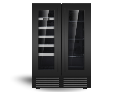 24" Marathon French Door Dual Zone Beverage Cooler in Black Steel - MBWC56-FDBLS-1