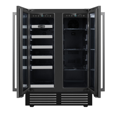 24" Marathon French Door Dual Zone Beverage Cooler in Black Steel - MBWC56-FDBLS-1