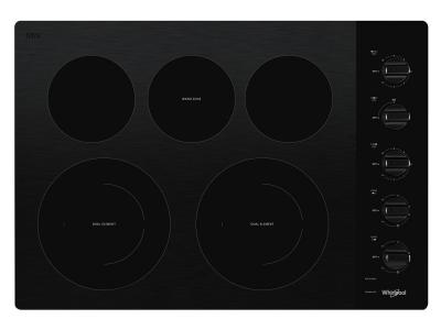 30" Whirlpool Electric Ceramic Glass Cooktop With Two Dual Radiant Elements - WCE77US0HB