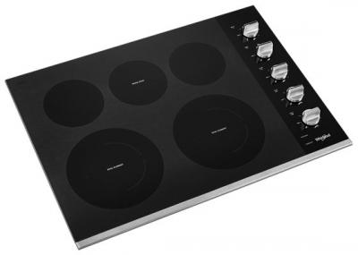 30" Whirlpool Electric Ceramic Glass Cooktop With Two Dual Radiant Elements - WCE77US0HS