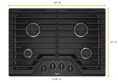 30" Whirlpool Gas Cooktop With EZ-2-Lift Hinged Cast-Iron Grates - WCG55US0HB