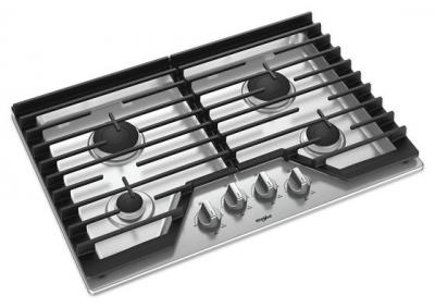 30" Whirlpool Gas Cooktop With EZ-2-Lift Hinged Cast-Iron Grates - WCG55US0HS