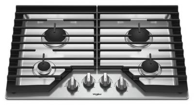 30" Whirlpool Gas Cooktop With EZ-2-Lift Hinged Cast-Iron Grates - WCG55US0HS