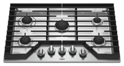 30" Whirlpool Gas Cooktop in Stainless Steel With 5 Burners  - WCG97US0HS
