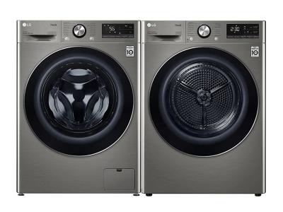 24" LG 2.6 Cu. Ft. Front Load Washer and 4.2 Cu. Ft. Heat Pump Dryer - WM1455HPA-DLHC1455P